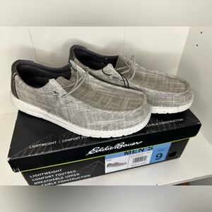 Men’s Eddie Bauer Canvas Corbett Lace Up Loafers Gray Size 9 Brand New In Box